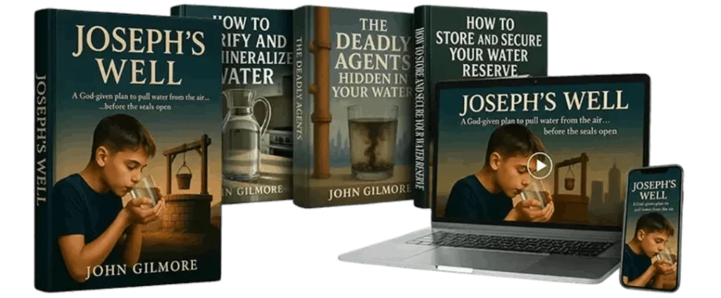 Joseph Well System review bundle featuring digital guidebooks, video tutorials, and mobile access for DIY atmospheric water generator