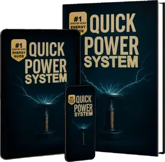 Quick Power System DIY energy guide shown on book, tablet, and mobile”