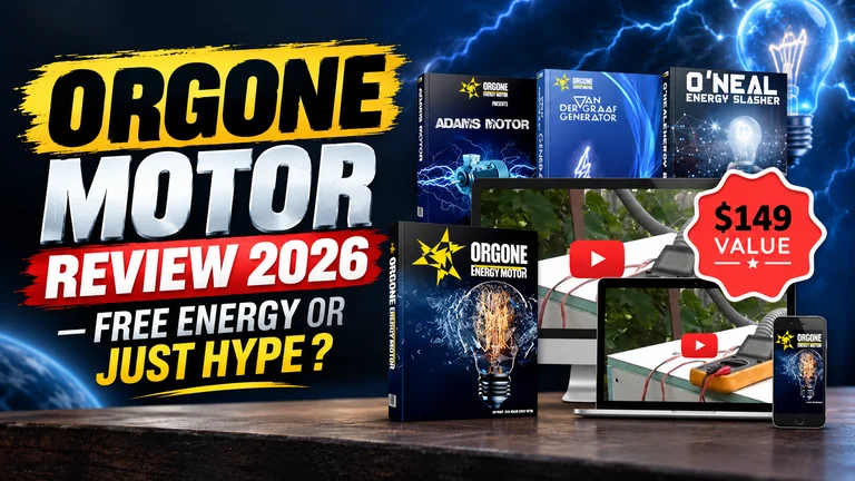 Orgone Motor Review 2026 — free energy or just hype, featuring Orgone Energy Motor books, generator setup, and video demonstrations.