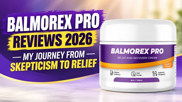 Balmorex Pro Reviews 2026 — product jar featuring a relief and recovery cream with review headline.